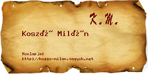 Koszó Milán névjegykártya
